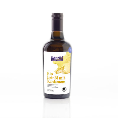 SANNIS Bio-Leinöl mit Kardamom <br> 500ml Flasche