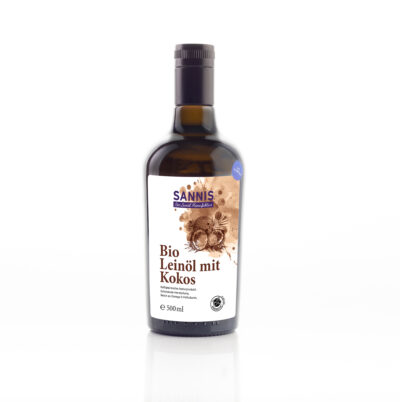 SANNIS Bio-Leinöl mit Kokos <br> 500ml Flasche