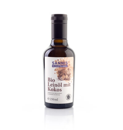 SANNIS Bio-Leinöl mit Kokos <br> 250ml Flasche