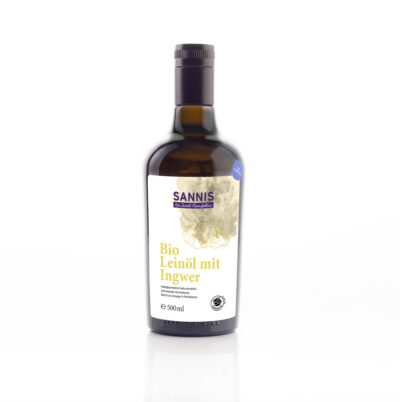 SANNIS Bio-Leinöl mit Ingwer <br> 500ml Flasche